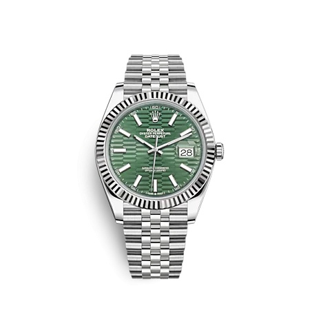 Rolex 126334-0030 : Datejust 41 Stainless Steel - Fluted / Green - Fluted / Jubilee