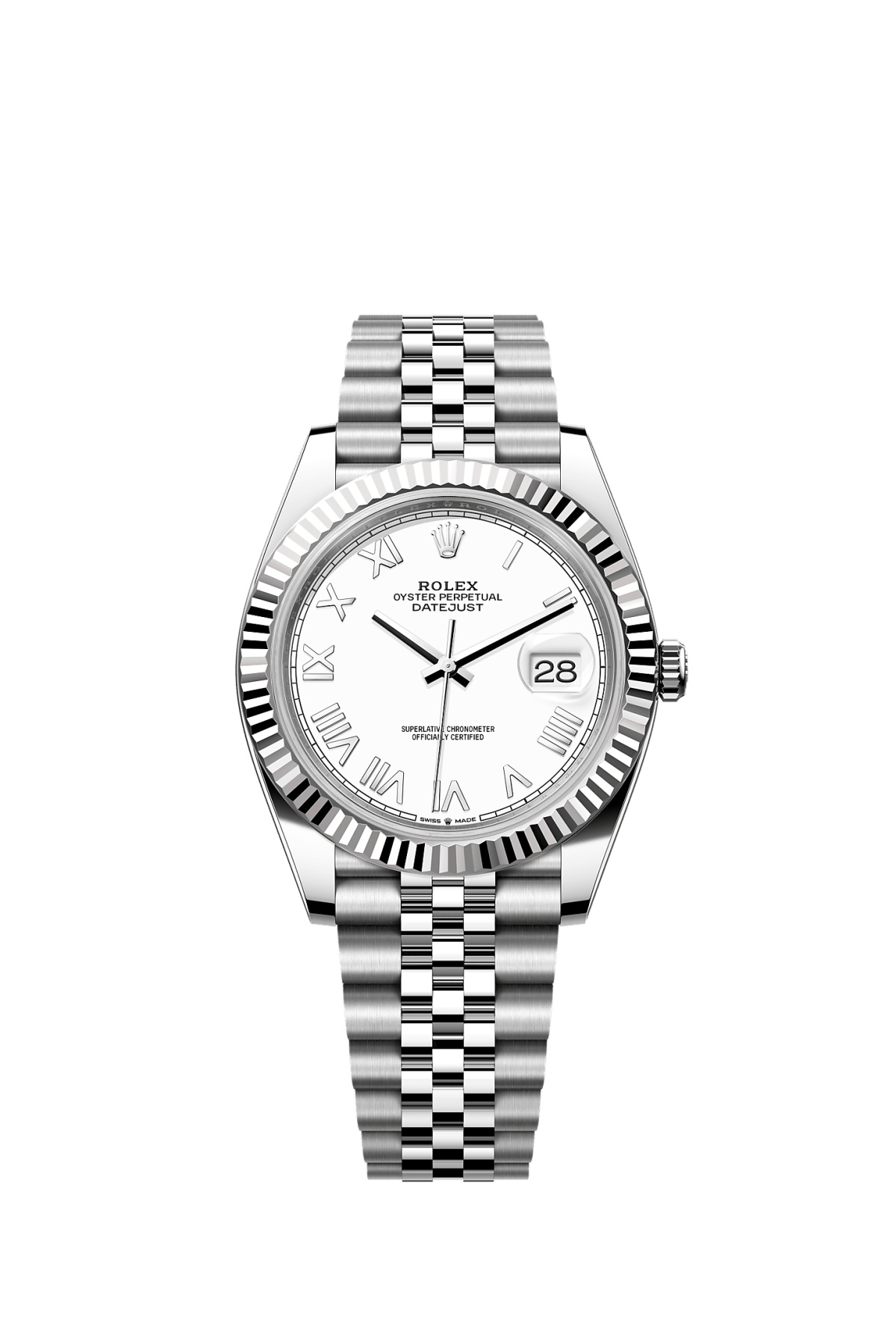 Rolex 126334-0036 : Datejust 41 Stainless Steel - Fluted / White Roman / Juilee