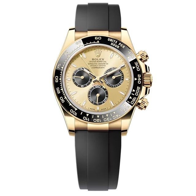 Rolex 126518LN-0012 : Cosmograph Daytona Yellow Gold - Cerachrom / Champagne - Black / Oysterflex