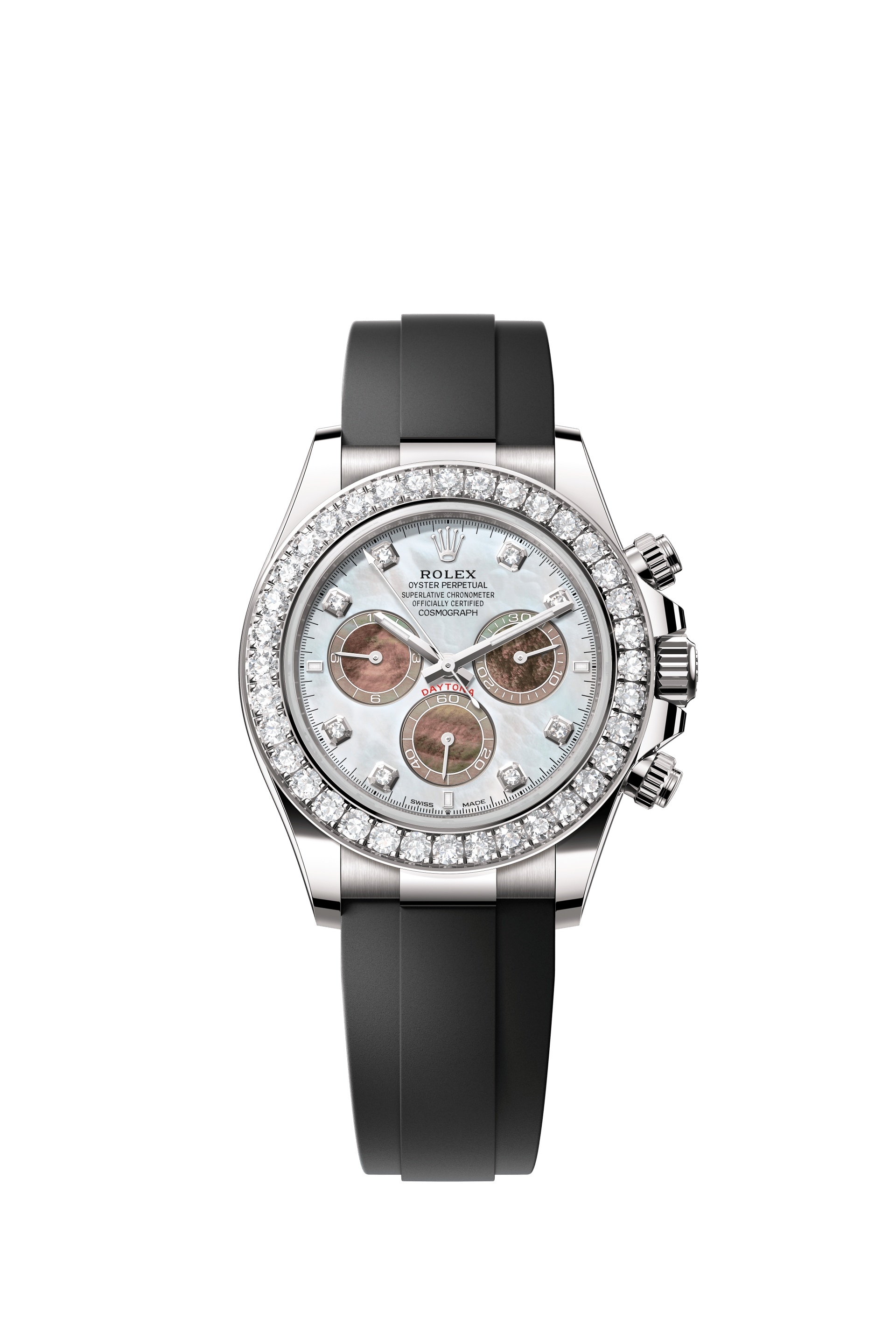 Rolex 126589RBR-0001 : Cosmograph Daytona White Gold - Diamond / Panda MOP - Diamond / Oysterflex