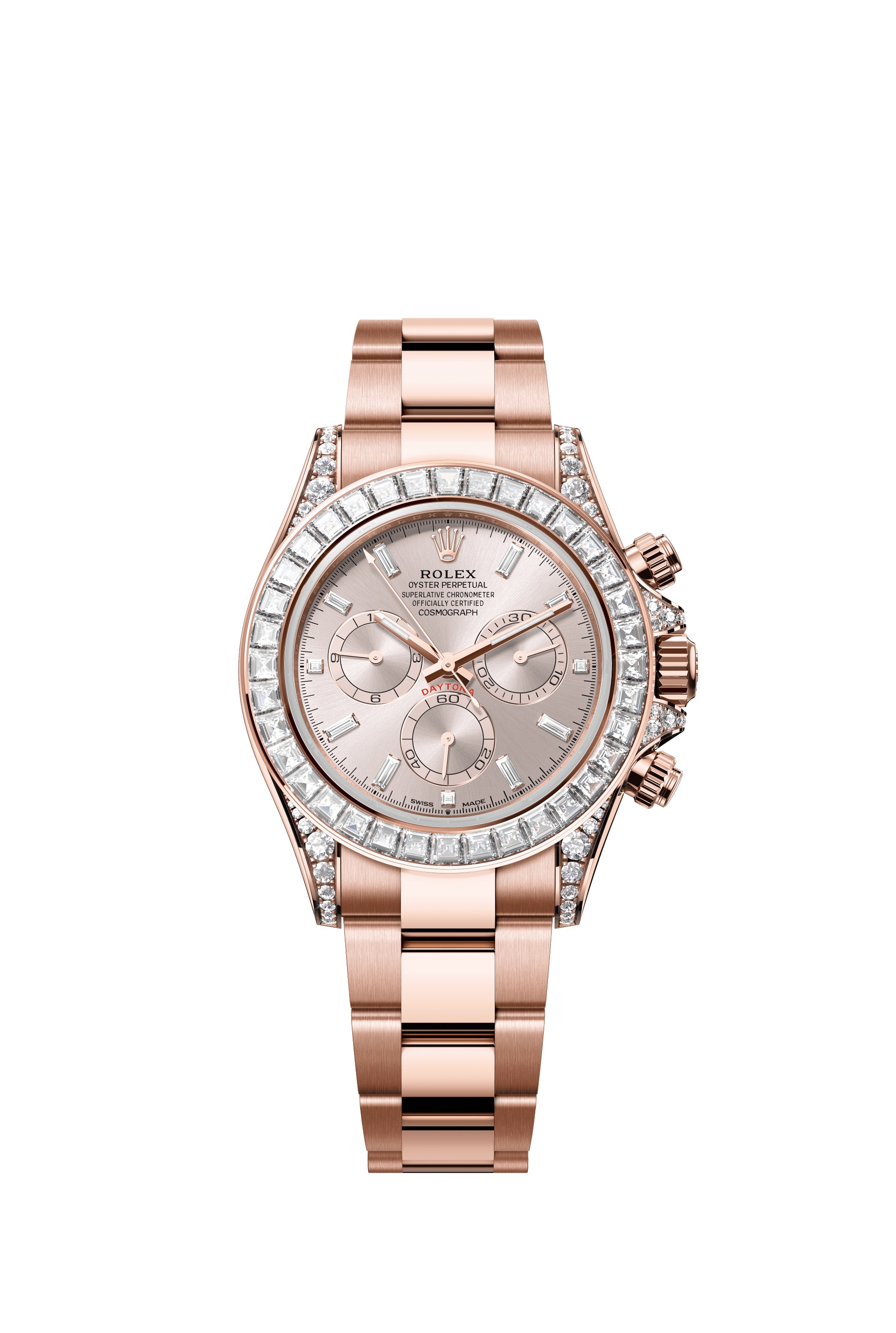 Rolex 126595TBR-0001 : Cosmograph Daytona Everose Gold - Baguette / Sundust - Baguette / Oyster