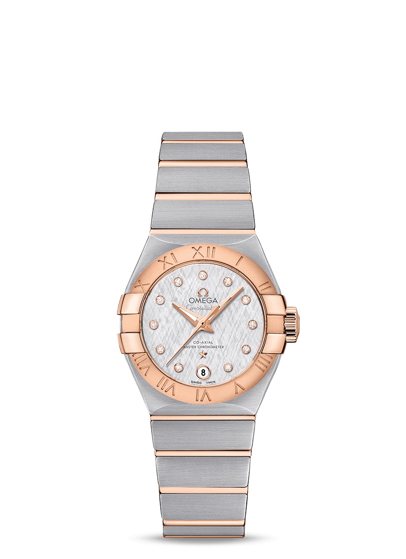 Omega 127.20.27.20.52.001 : Constellation Co-Axial Master Chronometer 27 Stainless Steel / Red Gold / Silver Silk-Diamond