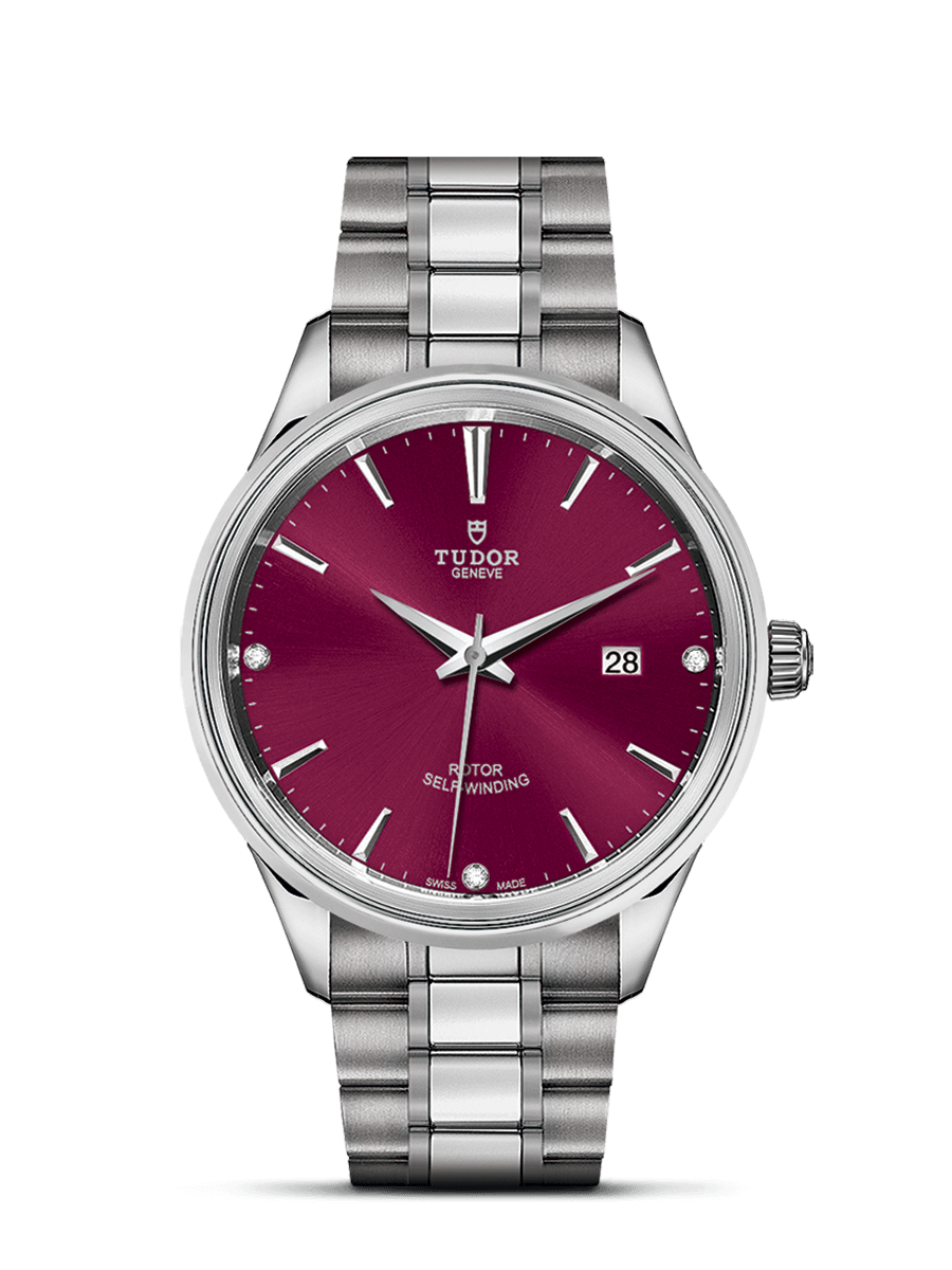 Tudor 12700-0015 : Style 41 Stainless Steel / Burgundy-Diamond / Bracelet