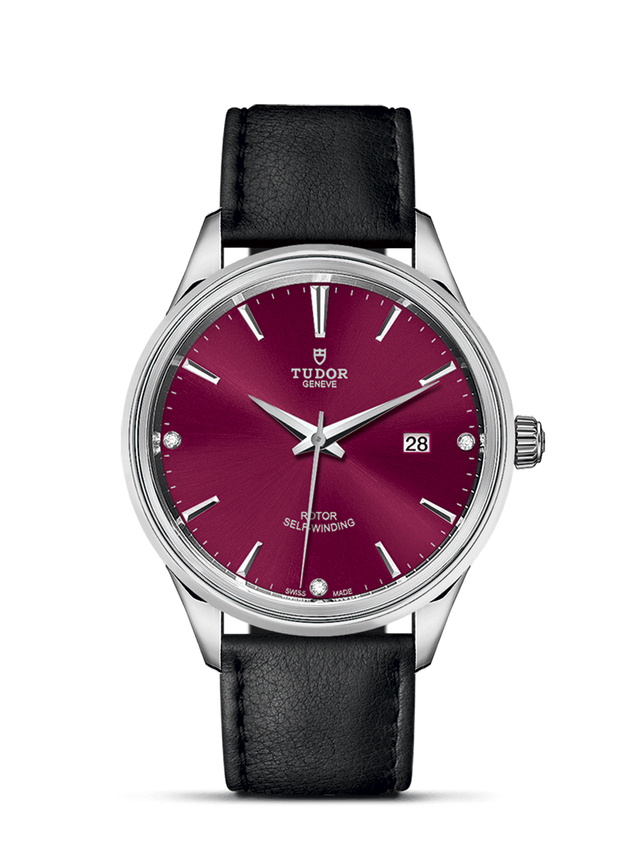 Tudor 12700-0016 : Style 41 Stainless Steel / Burgundy-Diamond / Strap