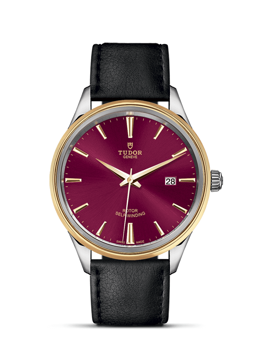 Tudor 12703-0014 : Style 41 Stainless Steel / Yellow Gold / Burgundy / Strap