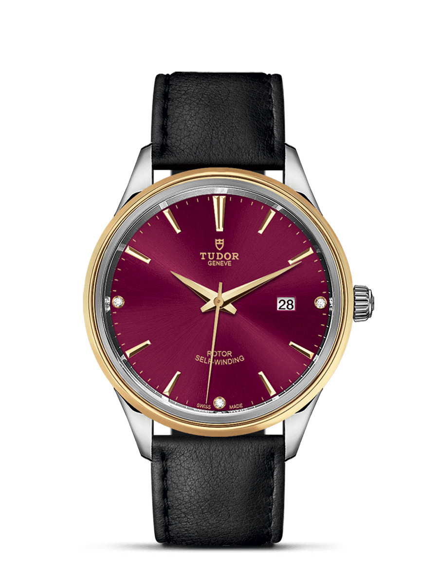 Tudor 12703-0016 : Style 41 Stainless Steel / Yellow Gold / Burgundy-Diamond / Strap