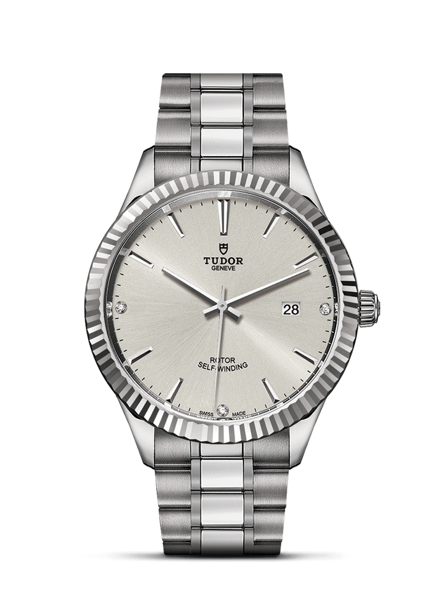 Tudor 12710-0007 : Style 41 Stainless Steel / Fluted / Silver-Diamond / Bracelet