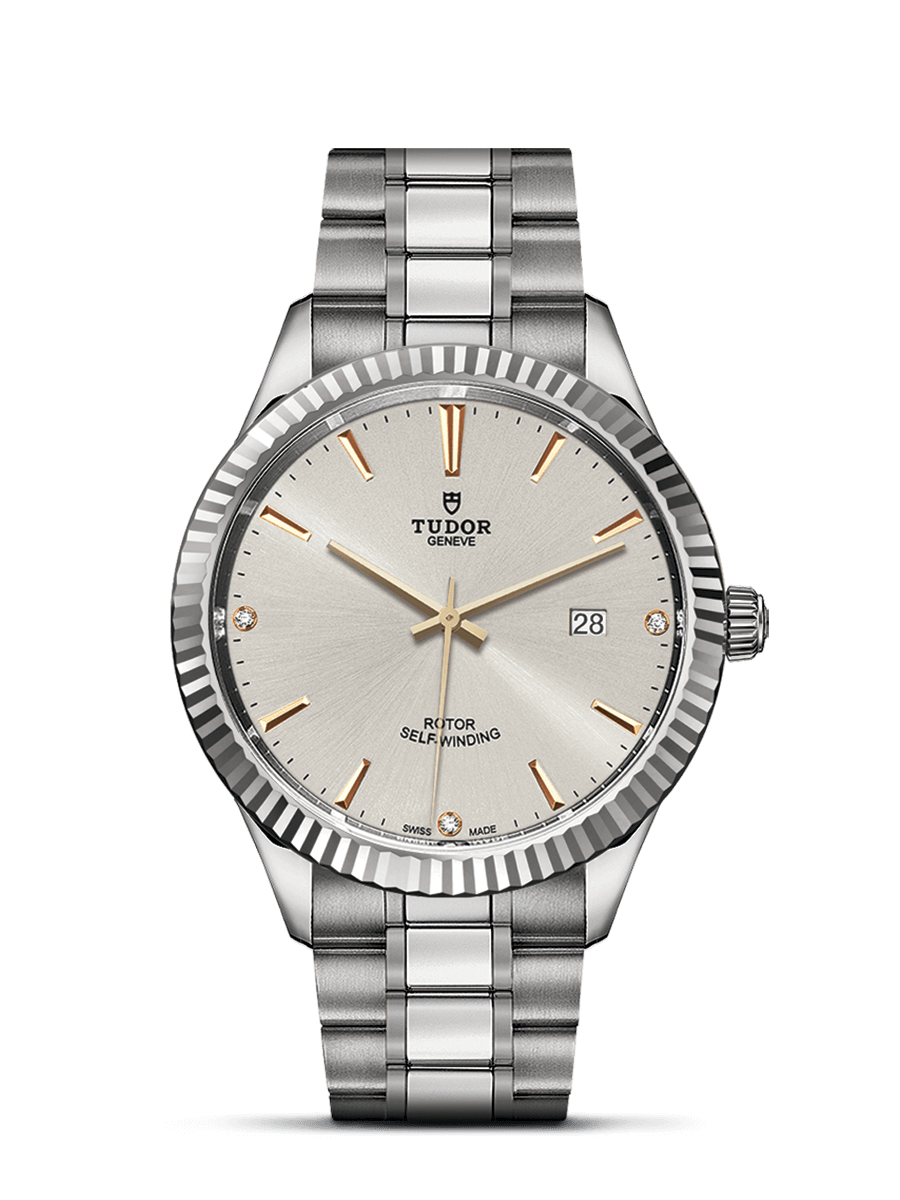 Tudor 12710-0011 : Style 41 Stainless Steel / Fluted / Silver-Diamond / Bracelet