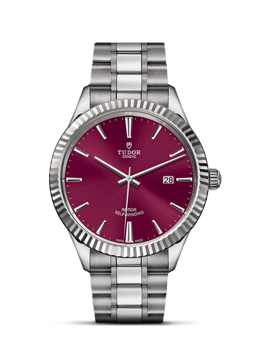 Tudor 12710-0015 : Style 41 Stainless Steel / Fluted / Burgundy / Bracelet