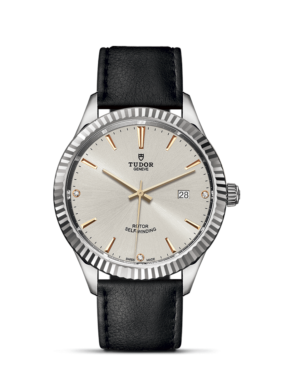 Tudor 12710-0026 : Style 41 Stainless Steel / Fluted / Silver-Diamond / Strap