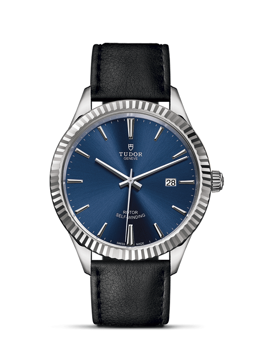Tudor 12710-0027 : Style 41 Stainless Steel / Fluted / Blue / Strap
