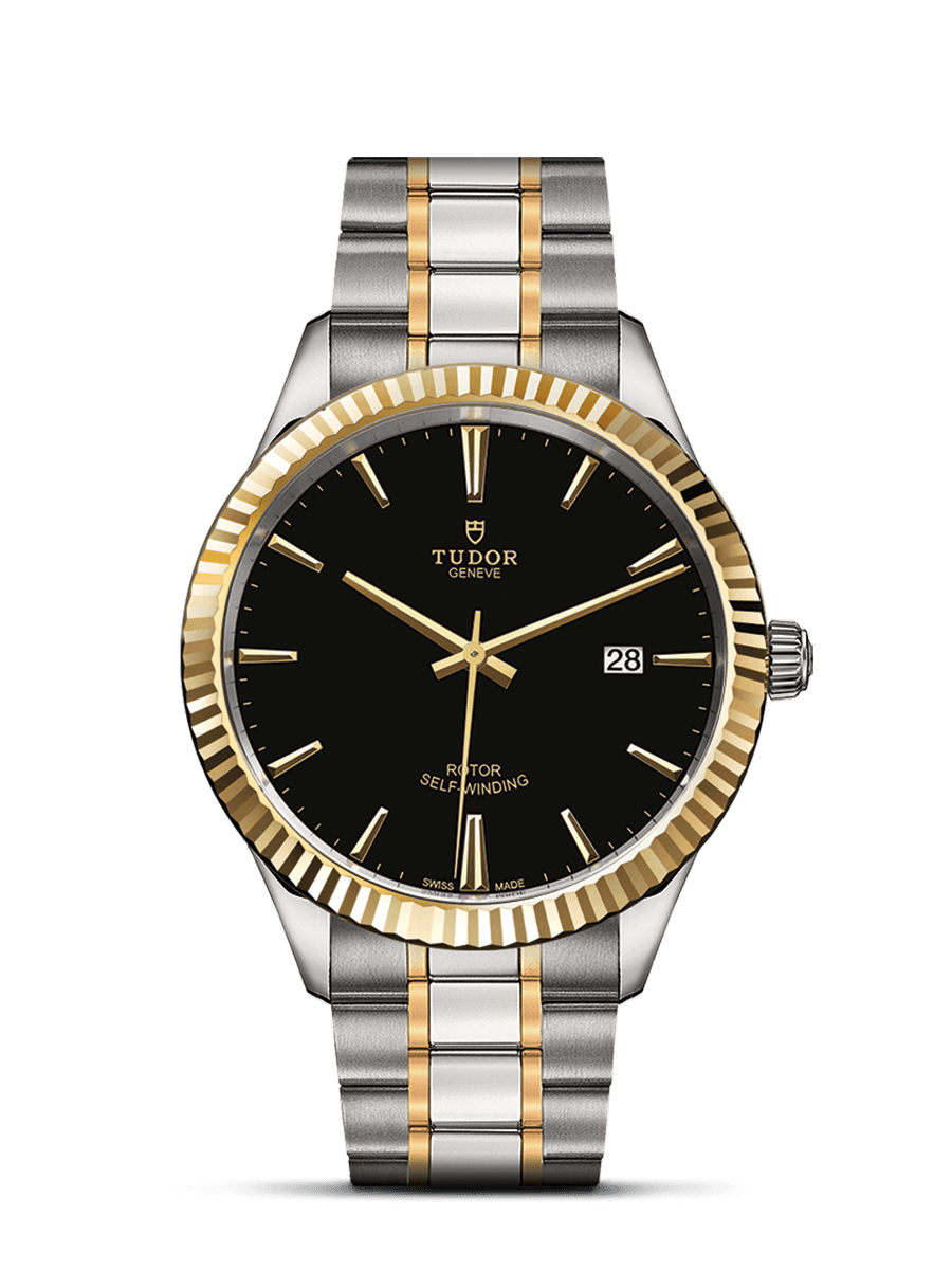 Tudor 12713-0005 : Style 41 Stainless Steel / Yellow Gold / Fluted / Black / Bracelet