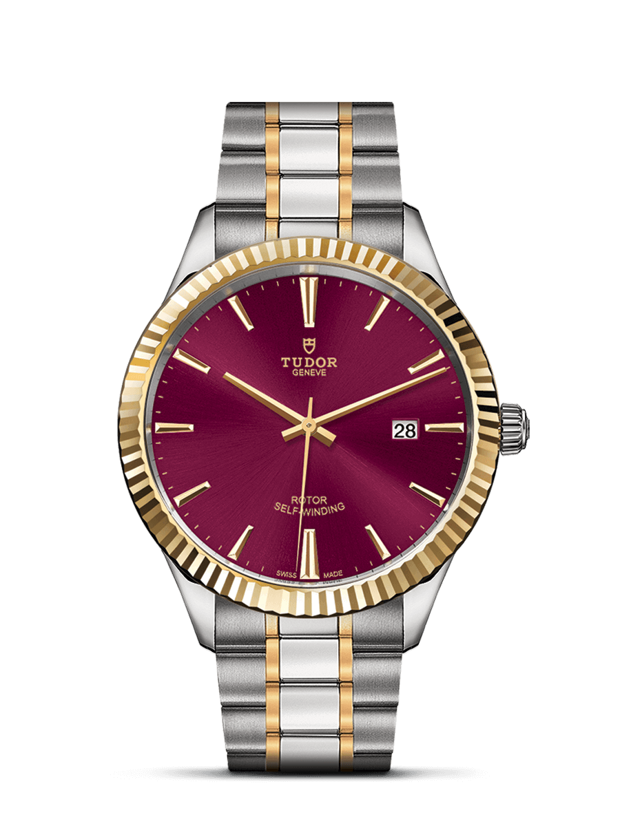 Tudor 12713-0013 : Style 41 Stainless Steel / Yellow Gold / Fluted / Burgundy / Bracelet