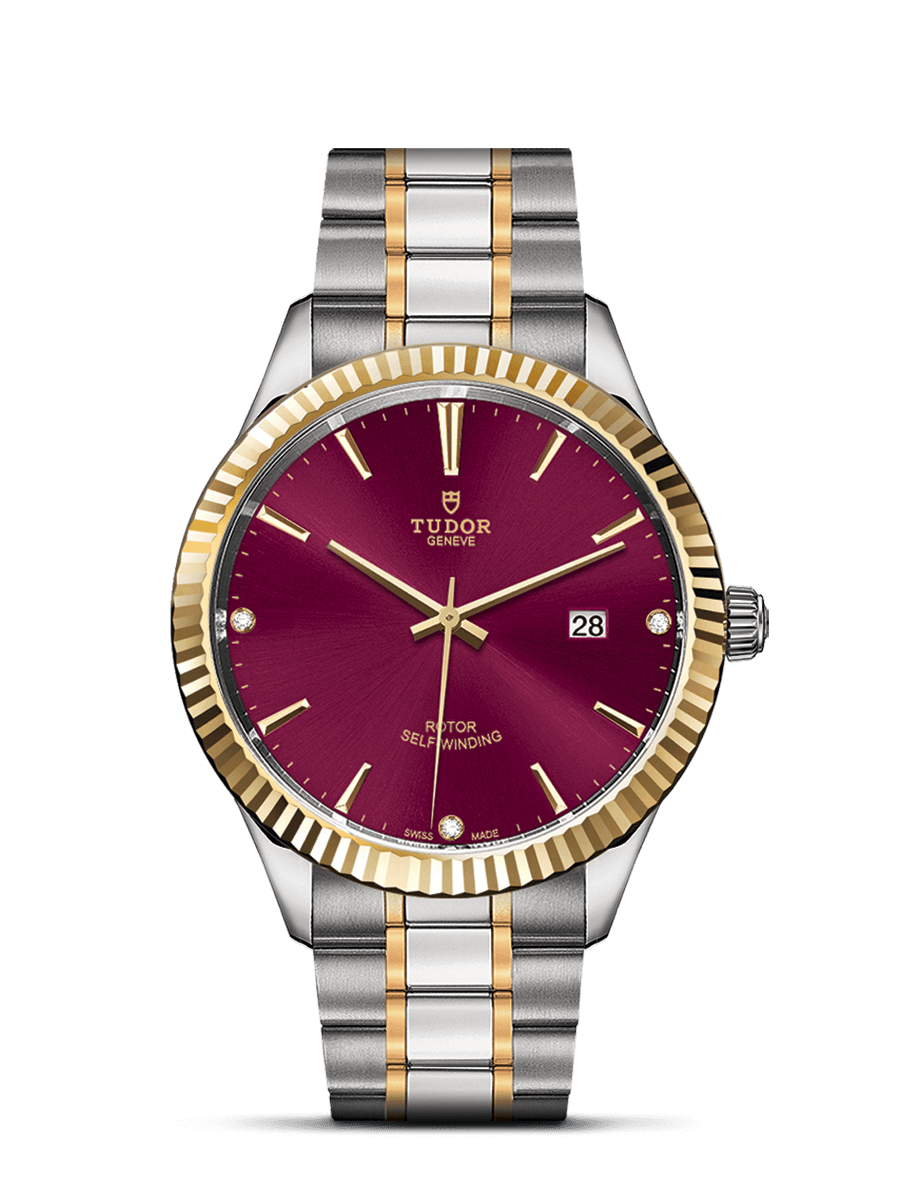 Tudor 12713-0015 : Style 41 Stainless Steel / Yellow Gold / Fluted / Burgundy-Diamond / Bracelet
