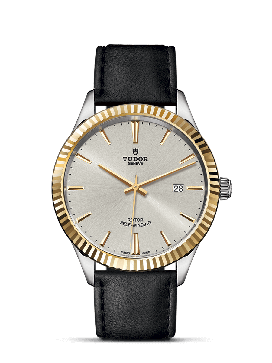 Tudor 12713-0018 : Style 41 Stainless Steel / Yellow Gold / Fluted / Silver / Strap