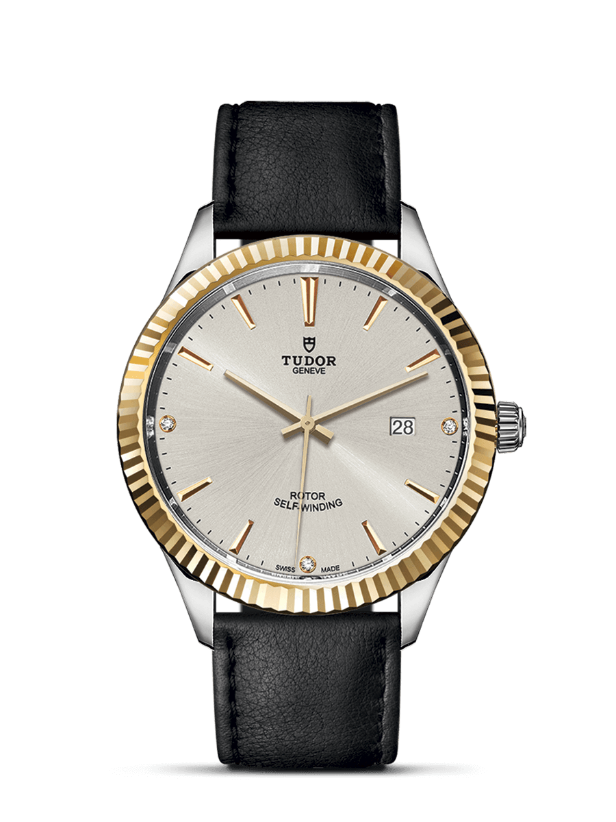 Tudor 12713-0021 : Style 41 Stainless Steel / Yellow Gold / Fluted / Silver-Diamond / Strap