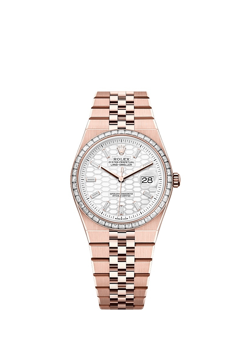 Rolex 127285TBR-0002 : Land-Dweller 36 Everose - Baguette / White / Flat Jubilee