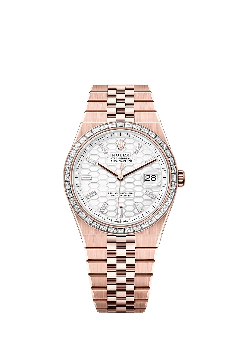 Rolex 127385TBR-0003 : Land-Dweller 40 Everose - Baguette / White / Flat Jubilee