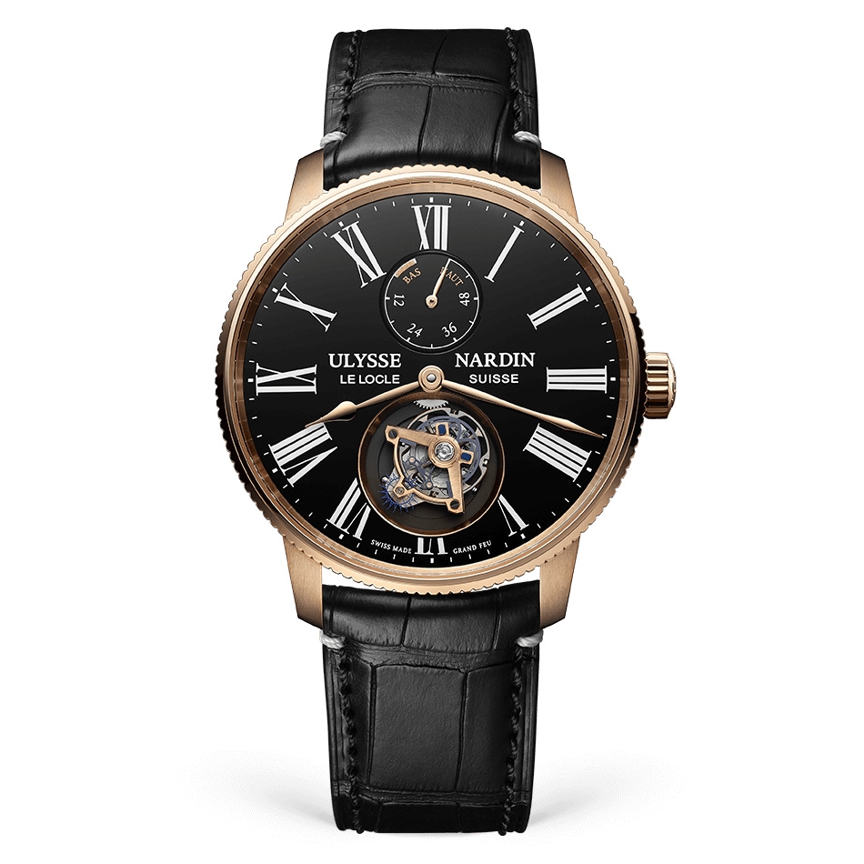 Ulysse Nardin 1282-310LE-2AE-175/1A : Marine Torpilleur Tourbillon Rose Gold / Black Enamel / Alligator