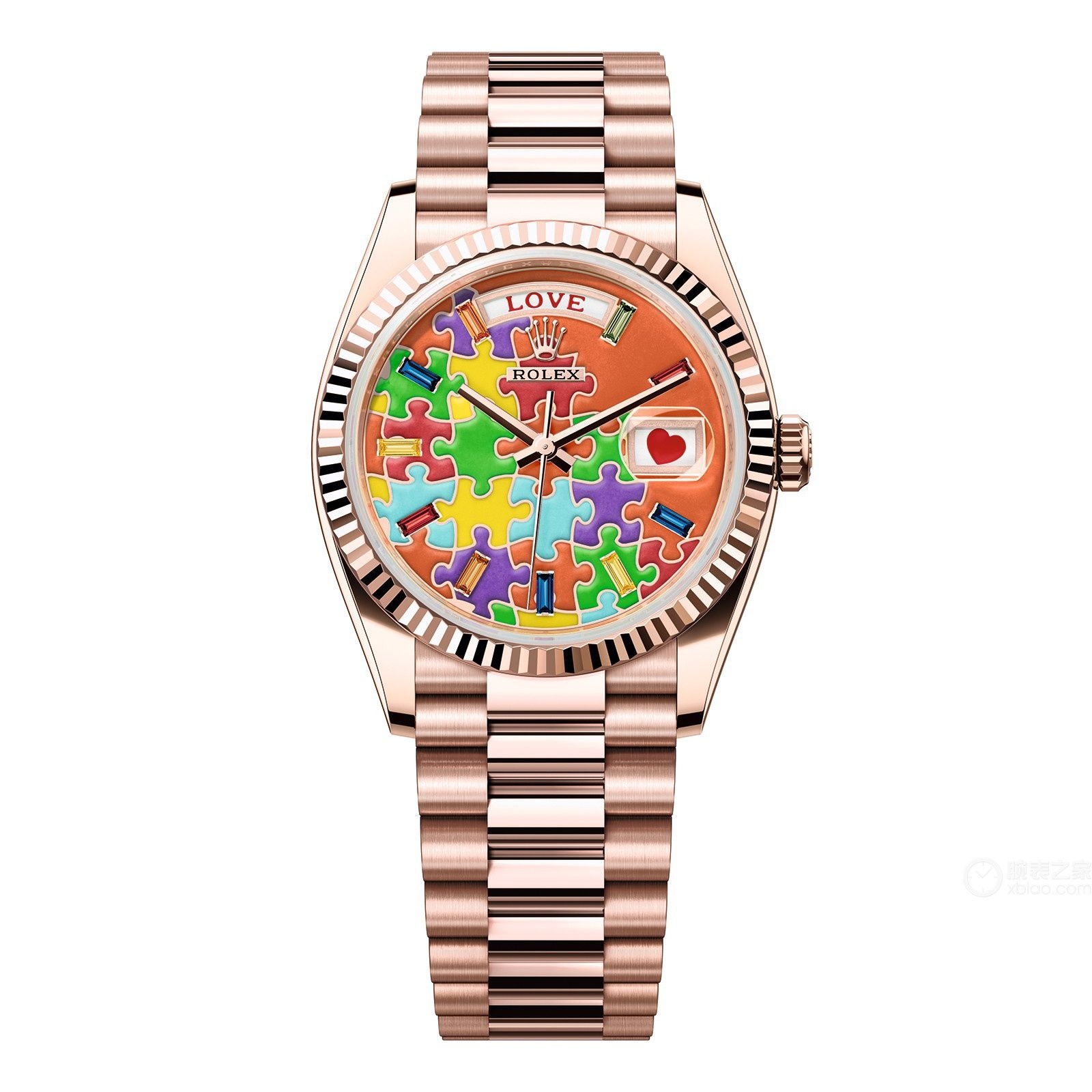 Rolex 128235-0063 : Day-Date 36 Everose Gold - Fluted / Emoji Puzzle