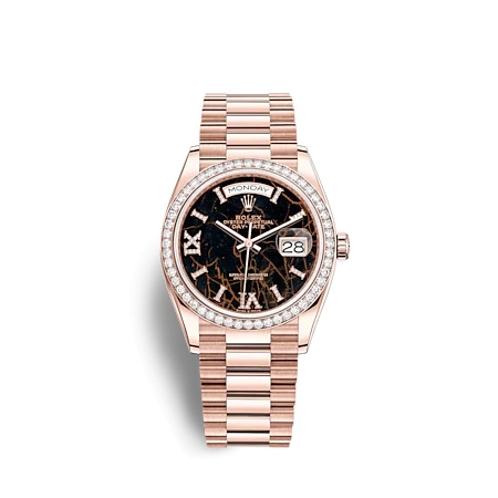 Rolex 128345RBR-0044 : Day-Date 36 Everose Gold / Diamond / Eisenkiesel / President