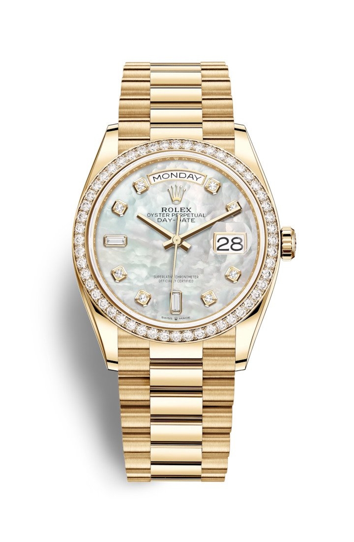 Rolex 128348RBR-0017 : Day-Date 36 Yellow Gold / Diamond / MOP-Diamond / President