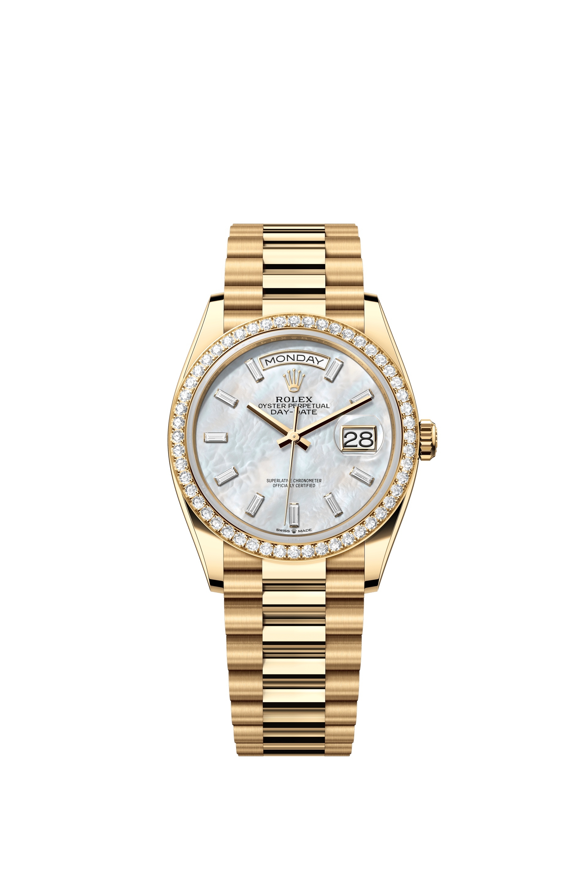 Rolex 128348RBR-0070 : Day-Date 36 Yellow Gold - Baguette / MOP - Diamond / President