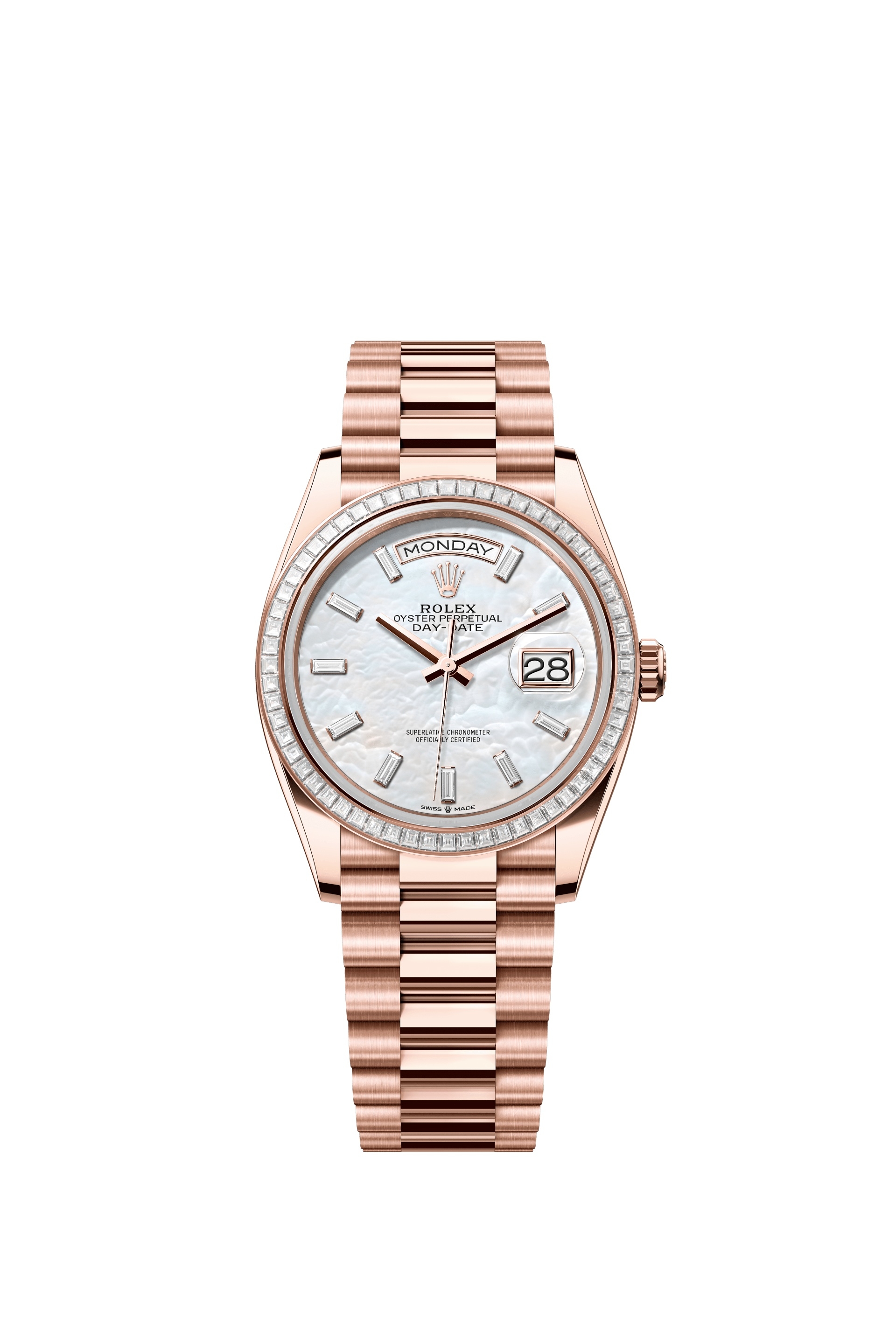 Rolex 128395TBR-0026 : Day-Date 36 Everose Gold - Baguette / MOP - Baguette / President