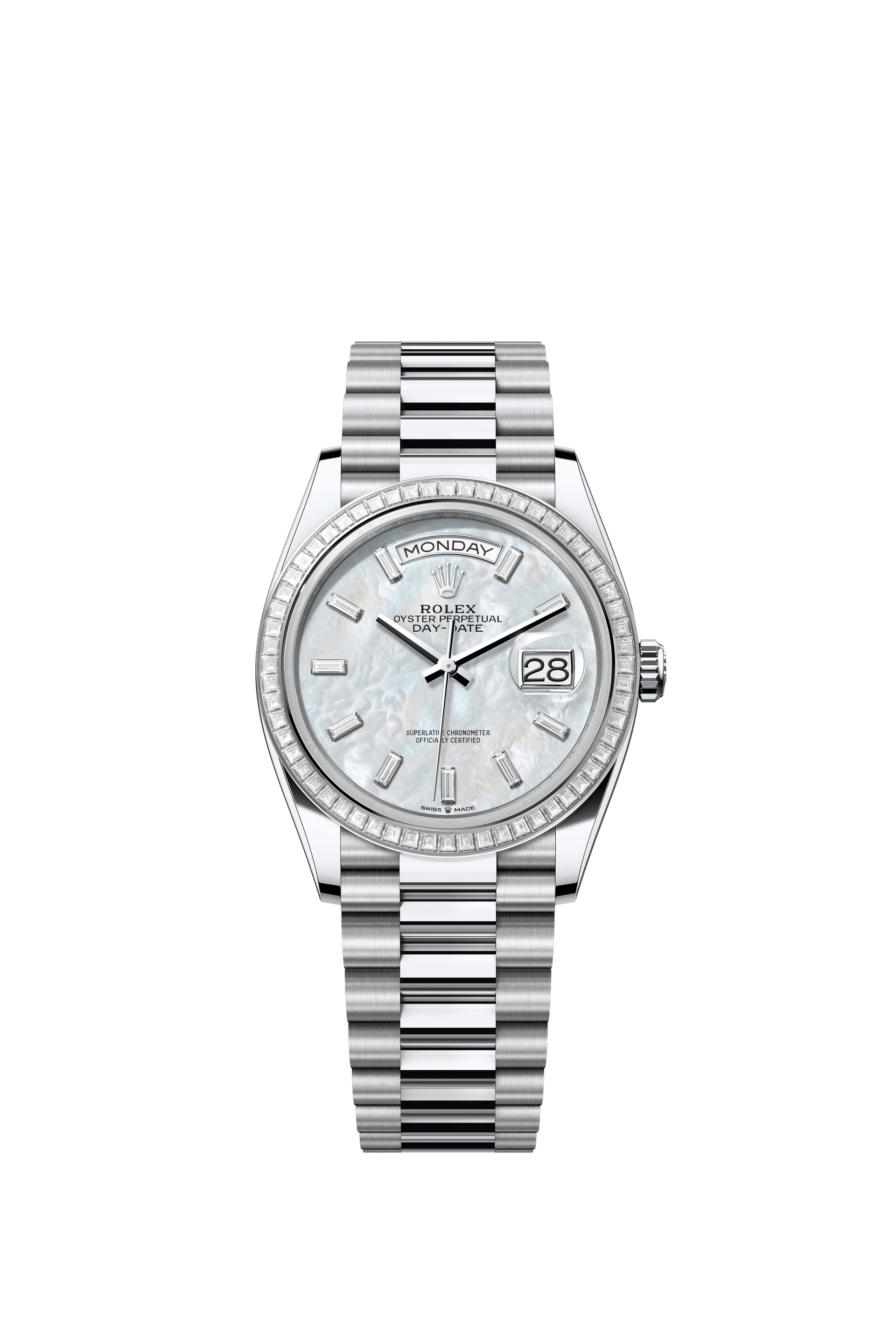 Rolex 128396TBR-0022 : Day-Date 36 Platinum - Baguette / MOP - Baguette / President