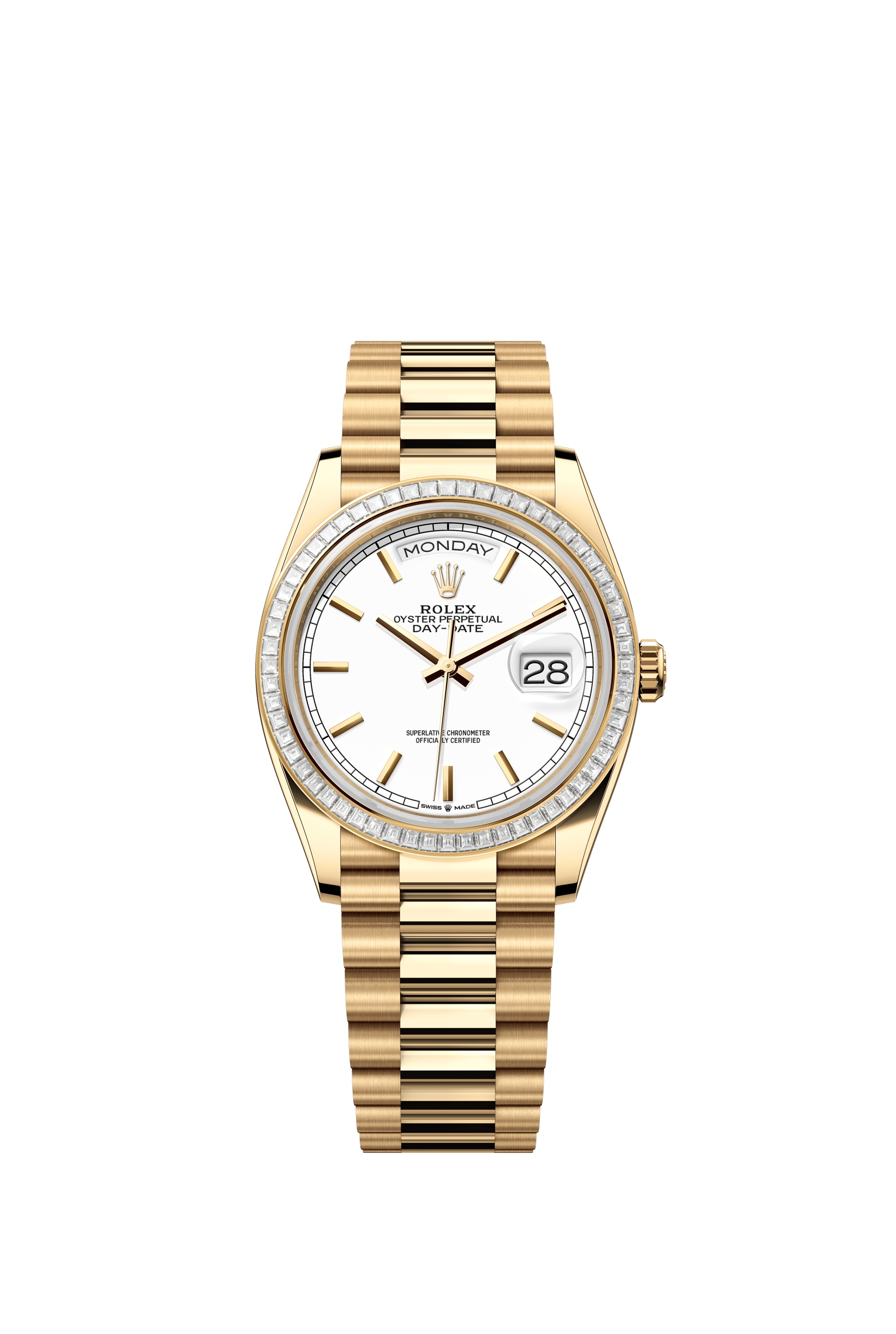 Rolex 128398TBR-0016 : Day-Date 36 Yellow Gold - Baguette / White / President