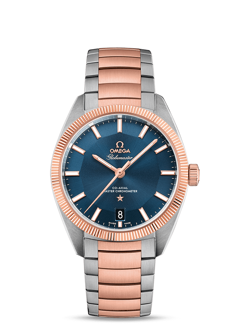 Omega 130.20.39.21.03.001 : Globemaster Stainless Steel / Sedna Gold / Blue / Bracelet