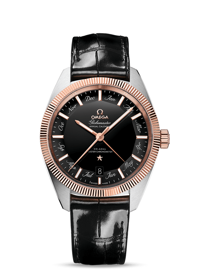 Omega 130.23.41.22.01.001 : Globemaster Annual Calendar Stainless Steel / Sedna Gold / Black
