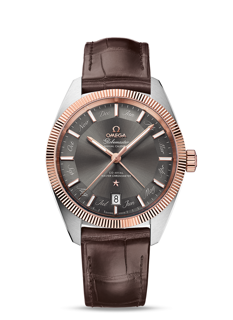 Omega 130.23.41.22.06.001 : Globemaster Annual Calendar Stainless Steel / Sedna Gold / Grey