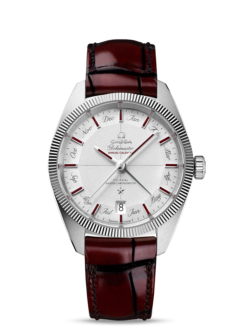 Omega 130.93.41.22.99.001 : Globemaster Annual Calendar Platinum / Silver / Burgundy