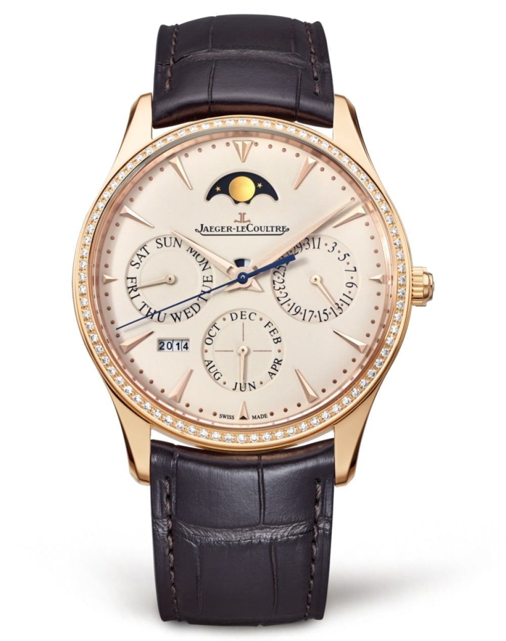 Jaeger-LeCoultre 1302501 : Master Ultra Thin Perpetual Pink Gold - Diamond / Eggshell / Alligator