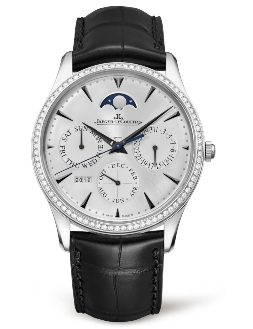 Jaeger-LeCoultre 1303501 : Master Ultra Thin Perpetual White Gold / Diamond / Silver / Alligator