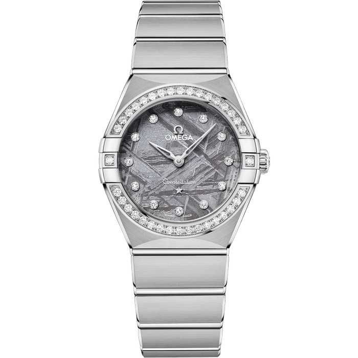 Omega 131.15.28.60.99.001 : Constellation Manhattan 28 Quartz Stainless Steel - Diamond / Lavender Meteorite