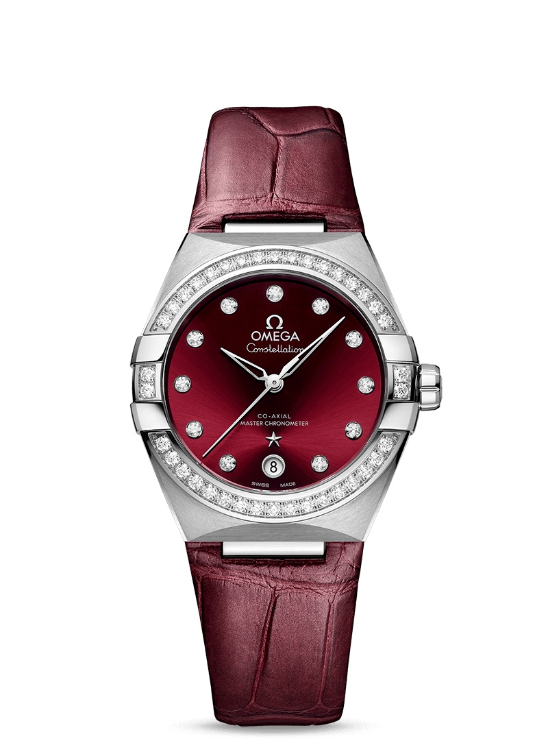 Omega 131.18.36.20.61.001 : Constellation Master Chronometer 36 Stainless Steel / Diamond / Red / Strap
