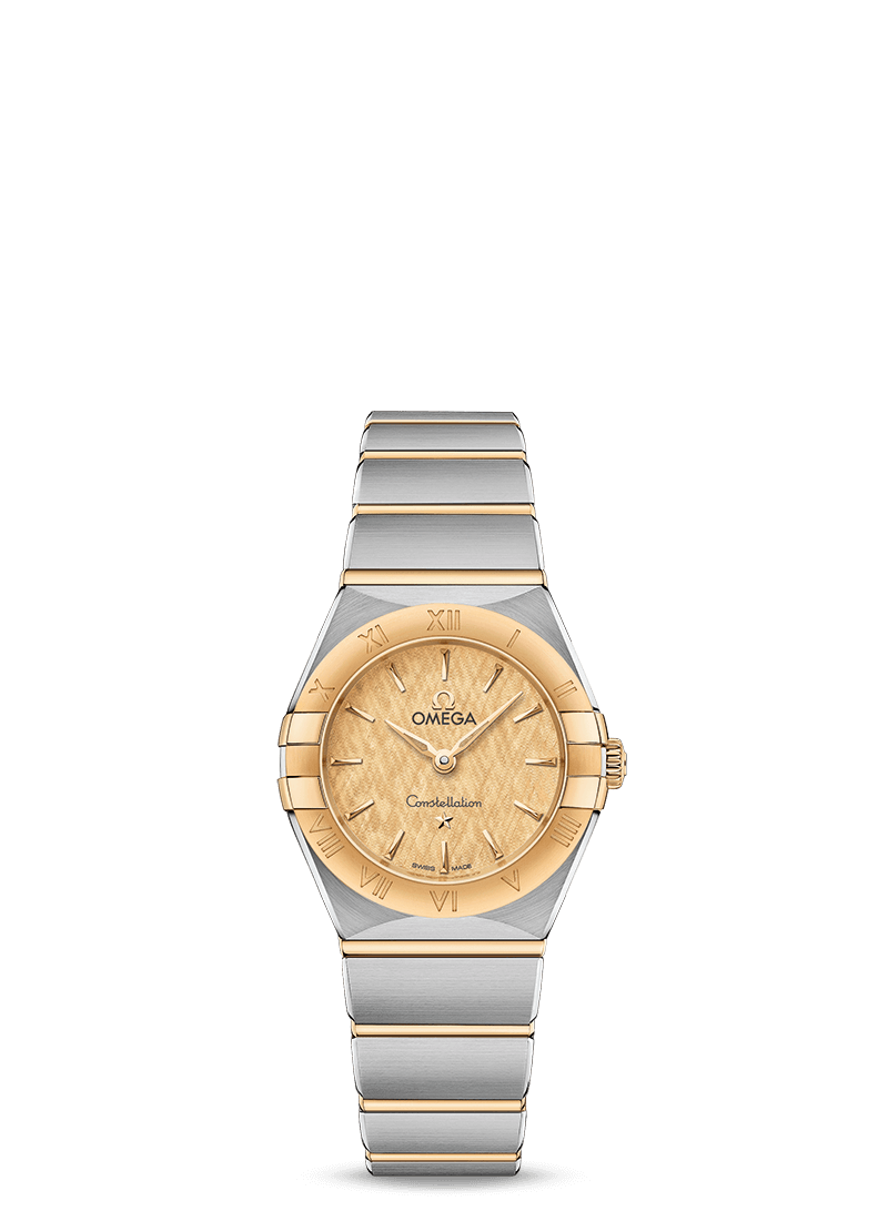 Omega 131.20.25.60.08.001 : Constellation Manhattan 25 Quartz Stainless Steel / Yellow Gold / Champagne Silk