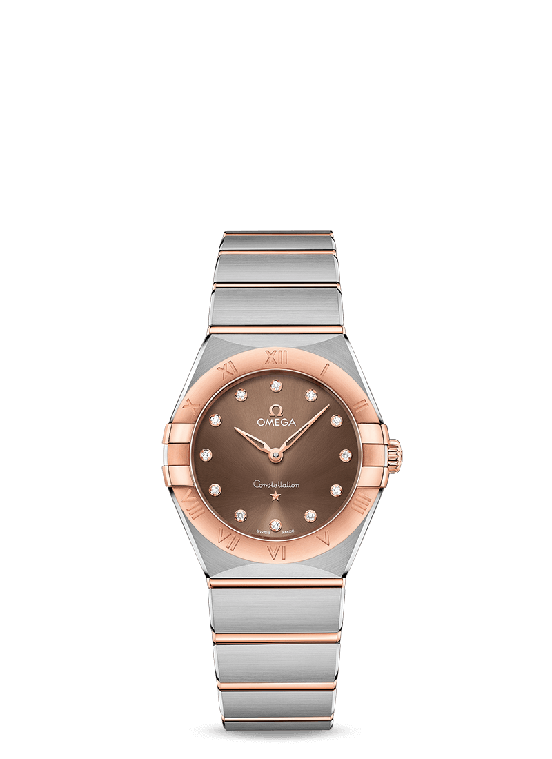 Omega 131.20.28.60.63.001 : Constellation Manhattan 28 Quartz Stainless Steel / Sedna Gold / Brown - Diamond