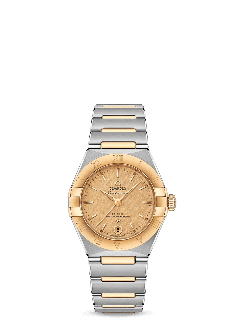 Omega 131.20.29.20.08.001 : Constellation Manhattan 29 Co-Axial Master Chronometer Stainless Steel / Yellow Gold / Champagne Silk