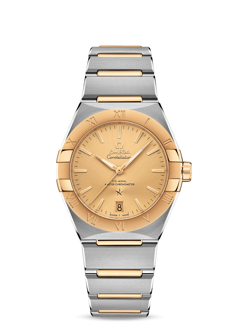 Omega 131.20.36.20.08.001 : Constellation Master Chronometer 36 Stainless Steel / Yellow Gold / Champagne / Bracelet