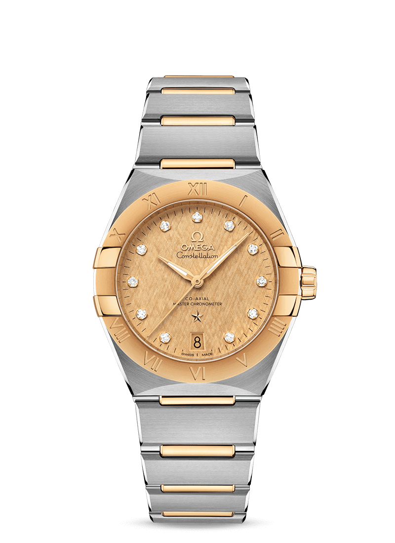 Omega 131.20.36.20.58.001 : Constellation Master Chronometer 36 Stainless Steel / Yellow Gold / Champagne - Diamond / Bracelet