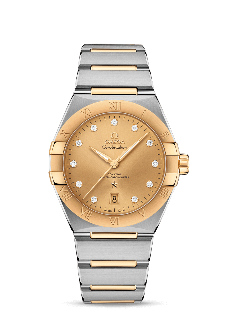 Omega 131.20.39.20.58.001 : Constellation Master Chronometer 39 Stainless Steel / Yellow Gold / Champagne-Diamond / Bracelet