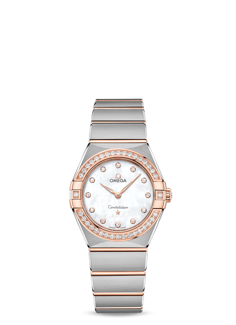 Omega 131.25.28.60.55.001 : Constellation Manhattan 28 Quartz Stainless Steel / Sedna Gold / MOP / Diamond