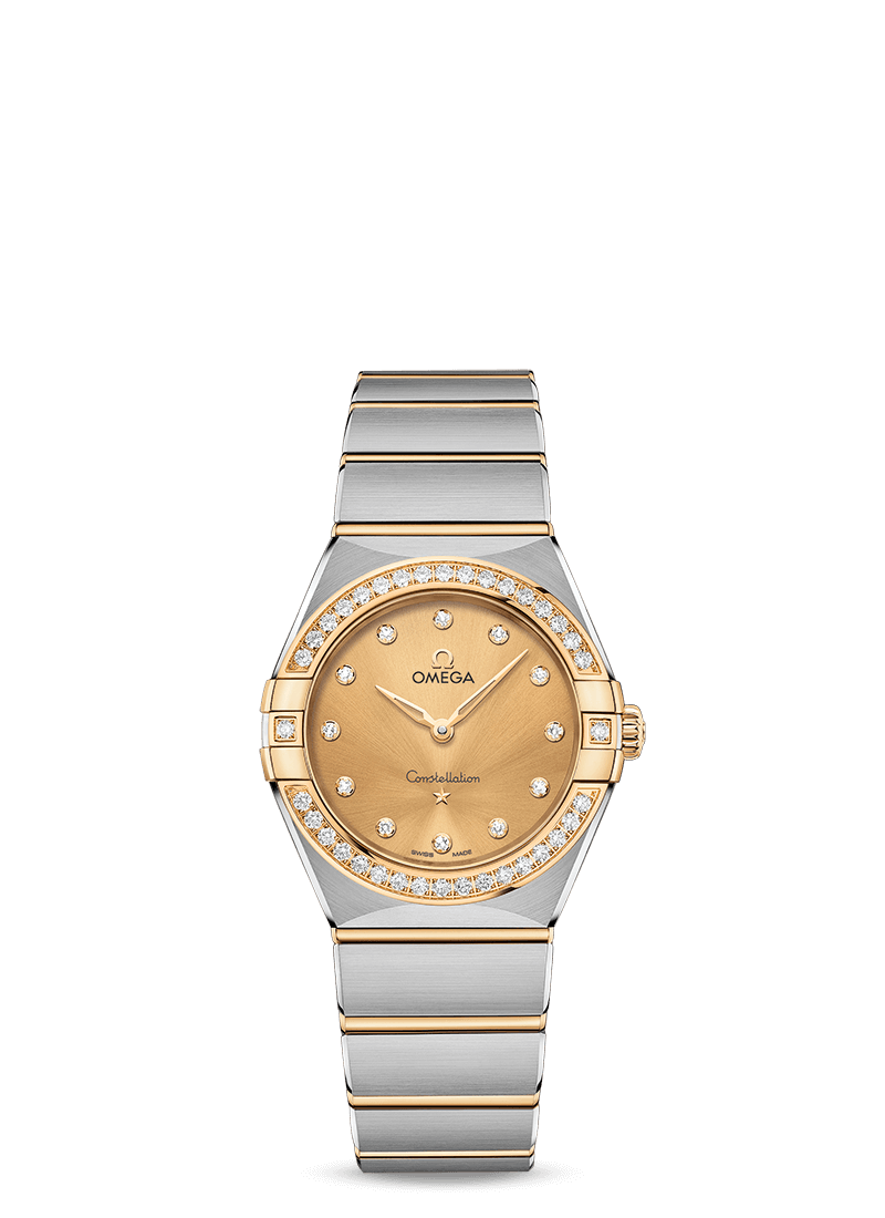 Omega 131.25.28.60.58.001 : Constellation Manhattan 28 Quartz Stainless Steel / Yellow Gold / Champagne-Diamond / Diamond