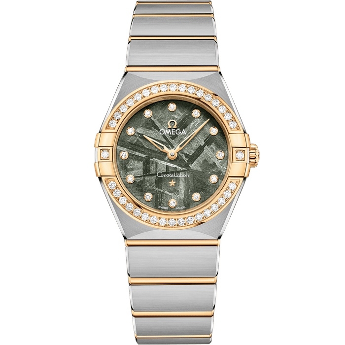 Omega 131.25.28.60.99.002 : Constellation Manhattan 28 Quartz Stainless Steel - Yellow Gold - Diamond / Green Meteorite