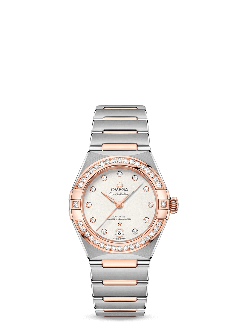 Omega 131.25.29.20.52.001 : Constellation Manhattan 29 Co-Axial Master Chronometer Stainless Steel / Sedna Gold / Silver Diamond / Diamond
