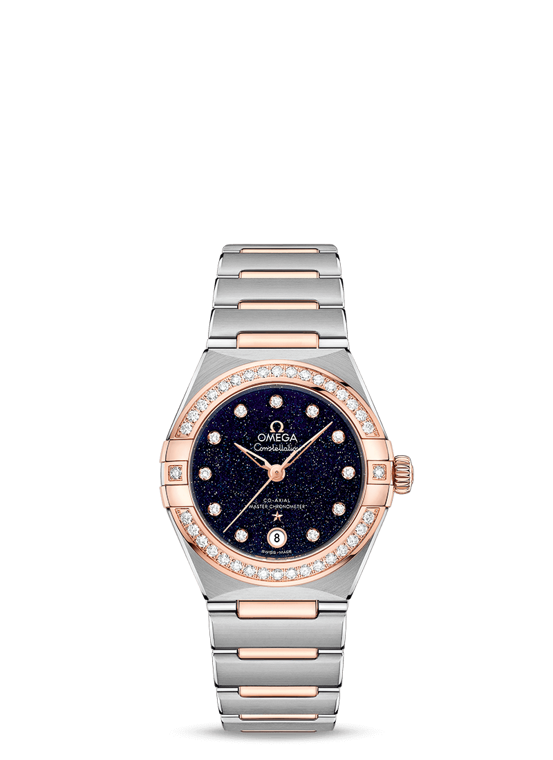 Omega 131.25.29.20.53.002 : Constellation Manhattan 29 Co-Axial Master Chronometer Stainless Steel / Sedna Gold / Aventurine / Diamond