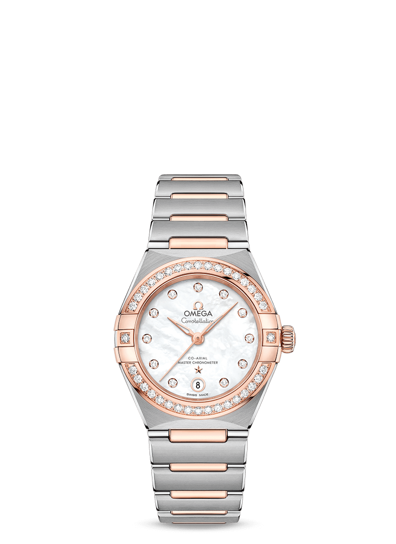 Omega 131.25.29.20.55.001 : Constellation Manhattan 29 Co-Axial Master Chronometer Stainless Steel / Sedna Gold / MOP / Diamond